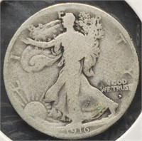 1916-D Walking Liberty 50c Silver Half Dollar Coin