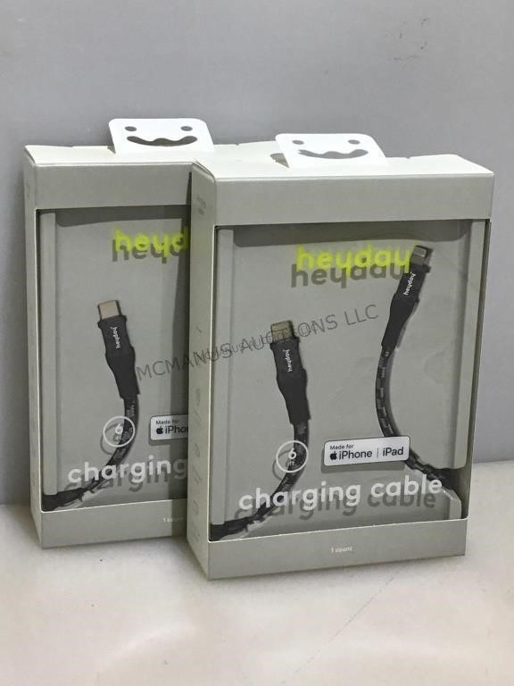 2 NIB Charging Cables. Heyday Iphone/Ipad