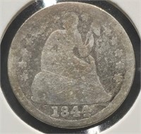 1844 Seated Liberty 10c Silver Dime Coin
