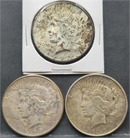 (3) U.S. 1923 Peace $1 Silver Dollar Coins