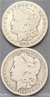 1890 & 1891 Morgan $1 Silver Dollar Coins