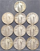(10) U.S. Standing Liberty 25c Quarter Coins
