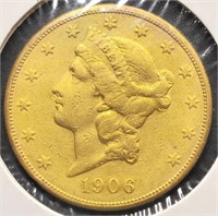 1906-S Liberty Head $20 Gold Double Eagle Coin