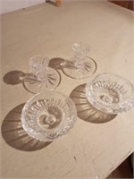 4 Good Solid Crystal Candle Holders
