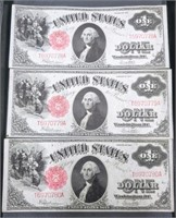 Rare (3) U.S. 1917  $1 Legal Tender w/ Consecutive