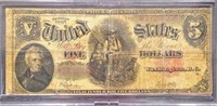 U.S. 1907 $5 Legal Tender "Woodchopper" Large No