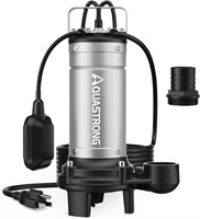 Aquastrong 1HP Sewage Sump Pump, Stainless Steel,
