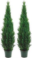 Two 5 Foot Outdoor Artificial Cedar Topiary Trees