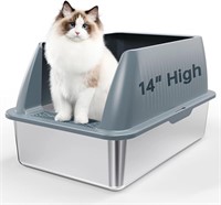 XL Stainless Steel Litter Box for Cats, 14 High La
