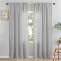 CUCRAF Linen Curtains 96 Inch Length 2 Panels Set,