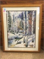 Winter landscape print wood framed to 33x27x2