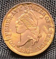 1861 Confederate 1c Cent Bashlow Restrike Coin