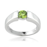 Sterling Silver Peridot Contemporary Ring
