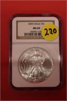 2005 Silver Eagle 1 oz silver NGC graded MS69