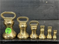 LOT OF 6 BRASS SCALE WEIGHTS