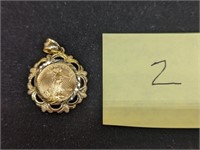 1998 $5 Gold Coin in 14k Pendant