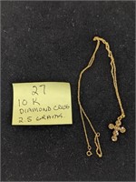 10k Gold 2.5g Necklace with Diamond Cross