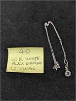 10k White Gold 1.2g Necklace with Black Diamond