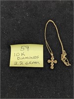 10k Gold 2.2g Diamond Cross Necklace