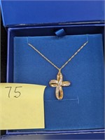 10k Gold Necklace with .25ctw Diamond Cross