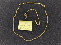 14k Gold 7.5g Necklace and Bracelet