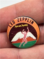 Vintage Led Zeppelin Band Pin Button Swan Song