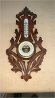 Danish carved thermometer and barometer