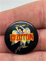 Vintage Led Zeppelin Band Pin Button Foil Swan