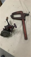 Antique Manual Grinder and Clamp