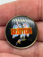 Vintage Led Zeppelin Band Pin Button Foil