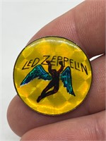 Vintage Led Zeppelin Band Pin Button Gold Foil
