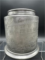 ETCHED METAL TOBACCO HUMIDOR