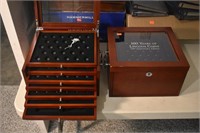 (2) Deluxe wooden coin display cases, each with .
