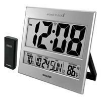 8.75W x 7.9H  Sharp Atomic Clock - Jumbo 3 Numbers