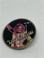 Vintage Led Zeppelin Band Pin Button Foil Plant