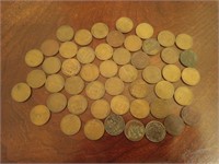 50 wheat pennies, some steel