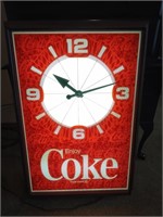Awesome illuminated Coke clock 28x41, works