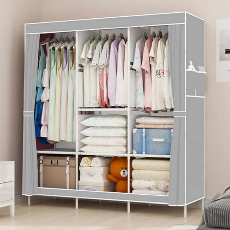 3-Rod Closet Organizer  Wardrobe with Shelf & Cove