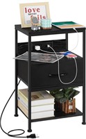 $66 Night Stand with Charging Station Black