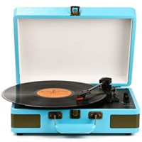 Portable Suitcase Record Player with Bluetooth Aud