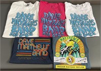 5pc 2019-22 Dave Matthews Band Tee Shirts