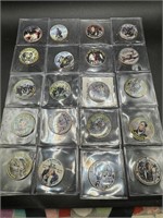 LOT OF 20 PAINTED KENNEDY HALVES ABOUT WAR
