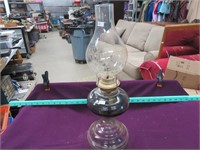 Hurricane Oil Lamp, Clear, Etched Chimney