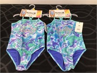 (2) Hurley Youth 5/6 One Piece Swimsuits NWT