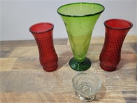 (3) Colorful  Vases