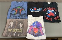 5pc Graphic Pop Culture Tee Shirts