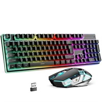 Wireless Gaming Keyboard & Mouse  104 Keys  RGB LE