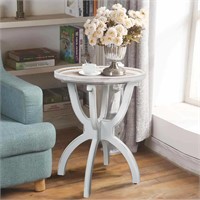 Farmhouse Table  Round  White with Carved Top