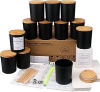 7oz Black Matte Glass Candle Jars - 12 Pack
