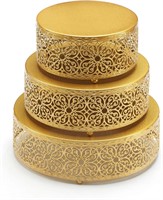 Hotity 3 Sets Gold Round Cake Stand Set  Metal